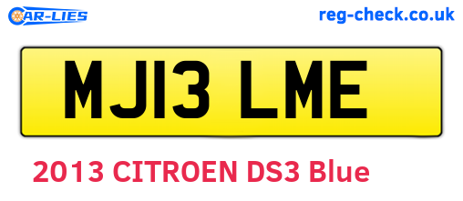 MJ13LME are the vehicle registration plates.