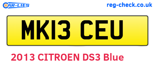 MK13CEU are the vehicle registration plates.