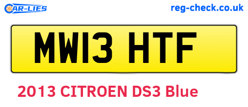 MW13HTF are the vehicle registration plates.