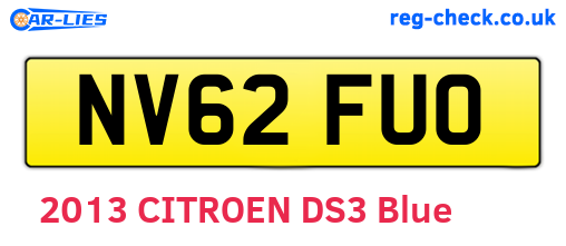NV62FUO are the vehicle registration plates.