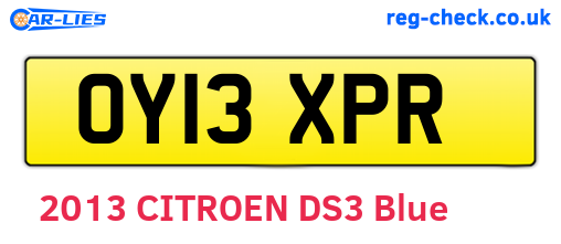 OY13XPR are the vehicle registration plates.