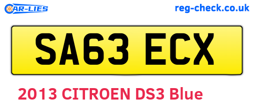 SA63ECX are the vehicle registration plates.