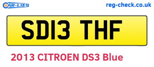 SD13THF are the vehicle registration plates.