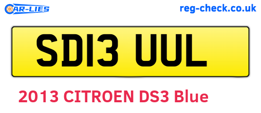 SD13UUL are the vehicle registration plates.