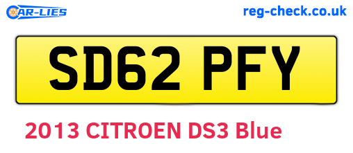 SD62PFY are the vehicle registration plates.
