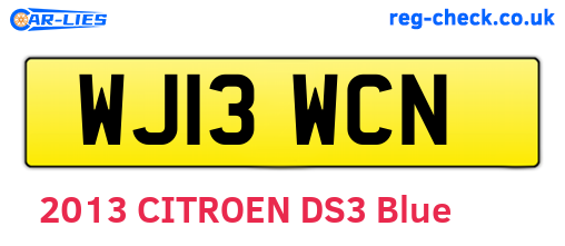 WJ13WCN are the vehicle registration plates.