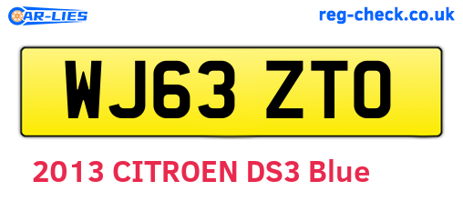 WJ63ZTO are the vehicle registration plates.