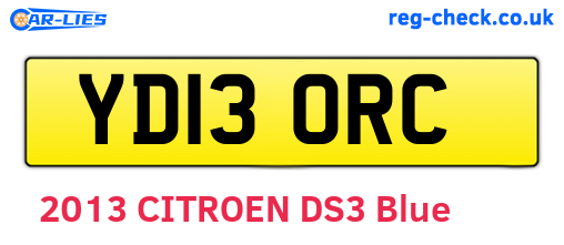 YD13ORC are the vehicle registration plates.
