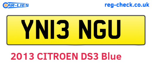 YN13NGU are the vehicle registration plates.