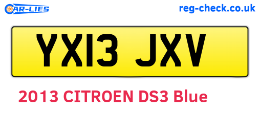 YX13JXV are the vehicle registration plates.