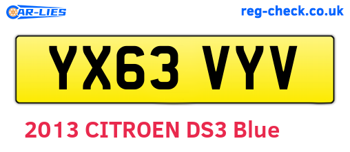 YX63VYV are the vehicle registration plates.