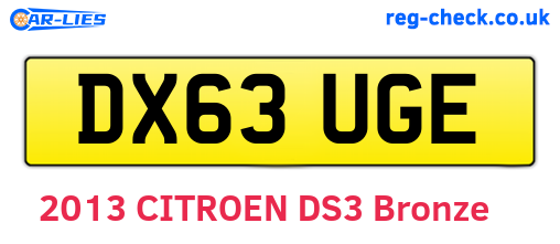 DX63UGE are the vehicle registration plates.