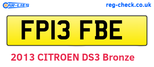 FP13FBE are the vehicle registration plates.