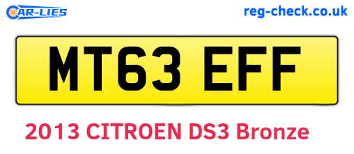 MT63EFF are the vehicle registration plates.