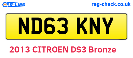 ND63KNY are the vehicle registration plates.