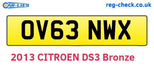 OV63NWX are the vehicle registration plates.