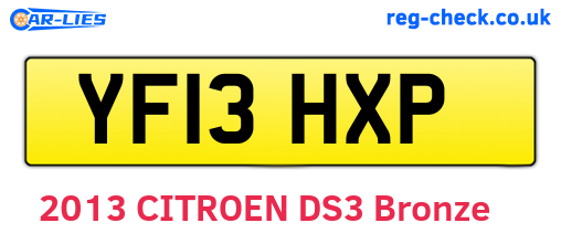 YF13HXP are the vehicle registration plates.