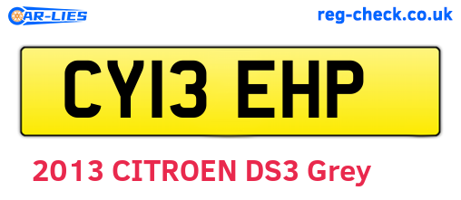 CY13EHP are the vehicle registration plates.