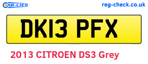 DK13PFX are the vehicle registration plates.