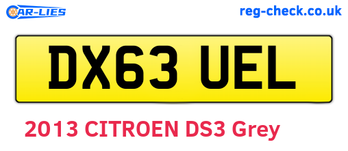 DX63UEL are the vehicle registration plates.