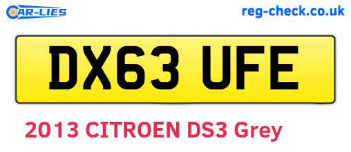 DX63UFE are the vehicle registration plates.