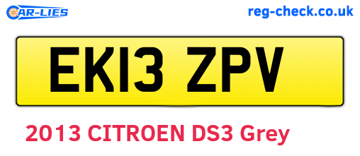 EK13ZPV are the vehicle registration plates.