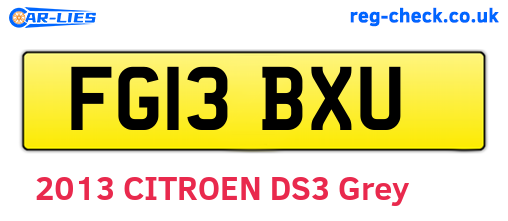 FG13BXU are the vehicle registration plates.