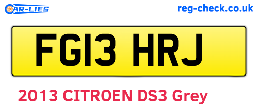 FG13HRJ are the vehicle registration plates.