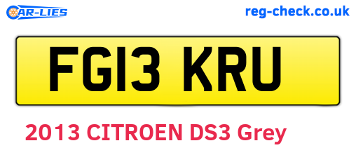 FG13KRU are the vehicle registration plates.