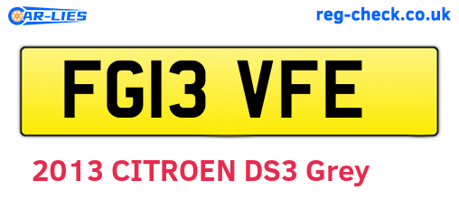 FG13VFE are the vehicle registration plates.