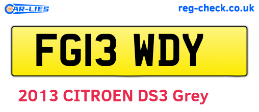 FG13WDY are the vehicle registration plates.