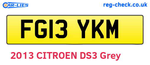 FG13YKM are the vehicle registration plates.