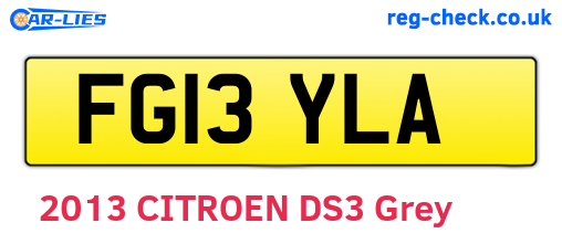 FG13YLA are the vehicle registration plates.