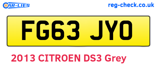 FG63JYO are the vehicle registration plates.
