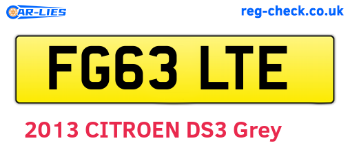FG63LTE are the vehicle registration plates.