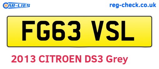 FG63VSL are the vehicle registration plates.
