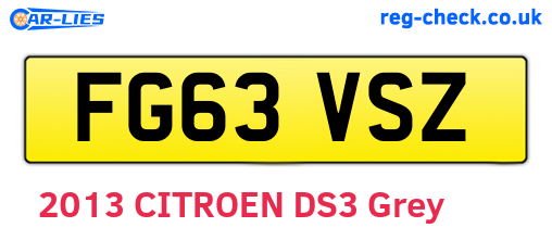 FG63VSZ are the vehicle registration plates.
