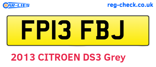 FP13FBJ are the vehicle registration plates.
