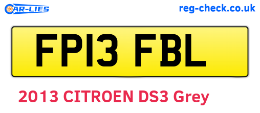 FP13FBL are the vehicle registration plates.
