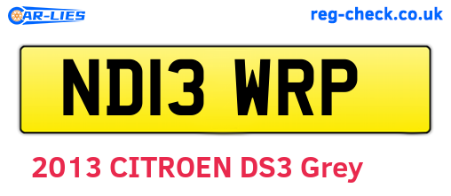 ND13WRP are the vehicle registration plates.