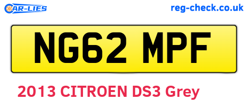 NG62MPF are the vehicle registration plates.