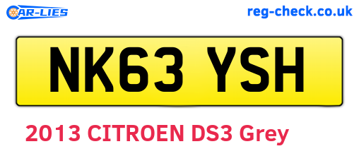 NK63YSH are the vehicle registration plates.