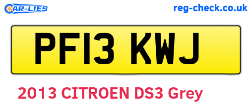 PF13KWJ are the vehicle registration plates.