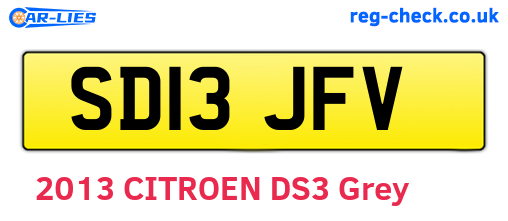 SD13JFV are the vehicle registration plates.