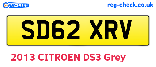 SD62XRV are the vehicle registration plates.