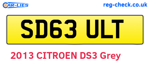 SD63ULT are the vehicle registration plates.