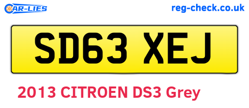 SD63XEJ are the vehicle registration plates.