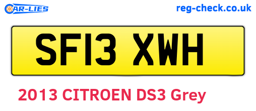 SF13XWH are the vehicle registration plates.