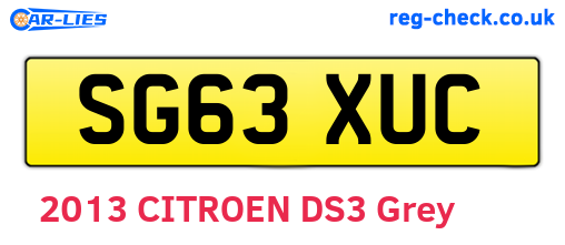 SG63XUC are the vehicle registration plates.