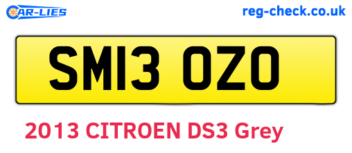 SM13OZO are the vehicle registration plates.